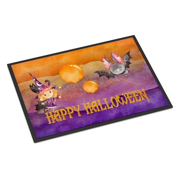 Carolines Treasures 18 x 27 in. Halloween Little Witch & Bat Indoor or Outdoor Mat BB7458MAT - main